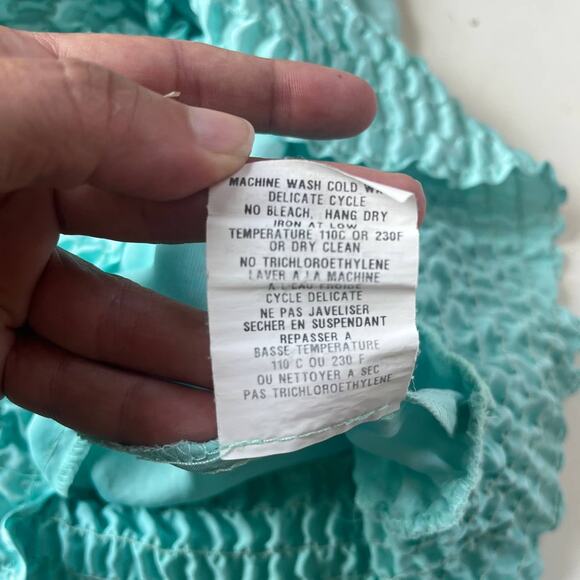 CARTISE Smocked Peasant Womens Top Size 8 Mint Rolled Puff Long Sleeve Mermaid - Picture 8 of 10